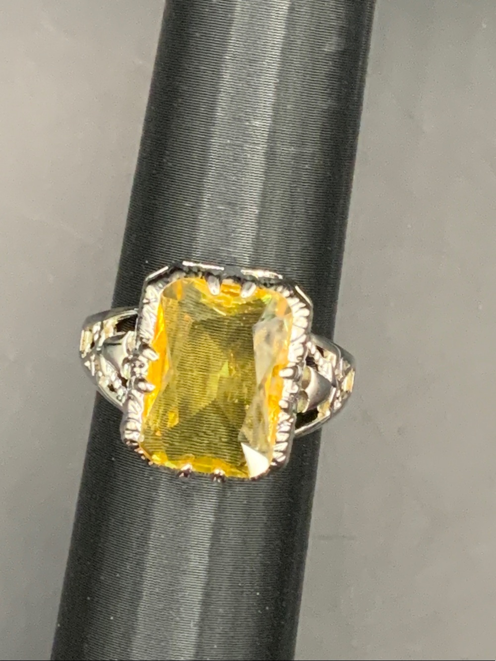Yellow Gemstone Sterling-Style Ring - Elegant Women's Cocktail Ring